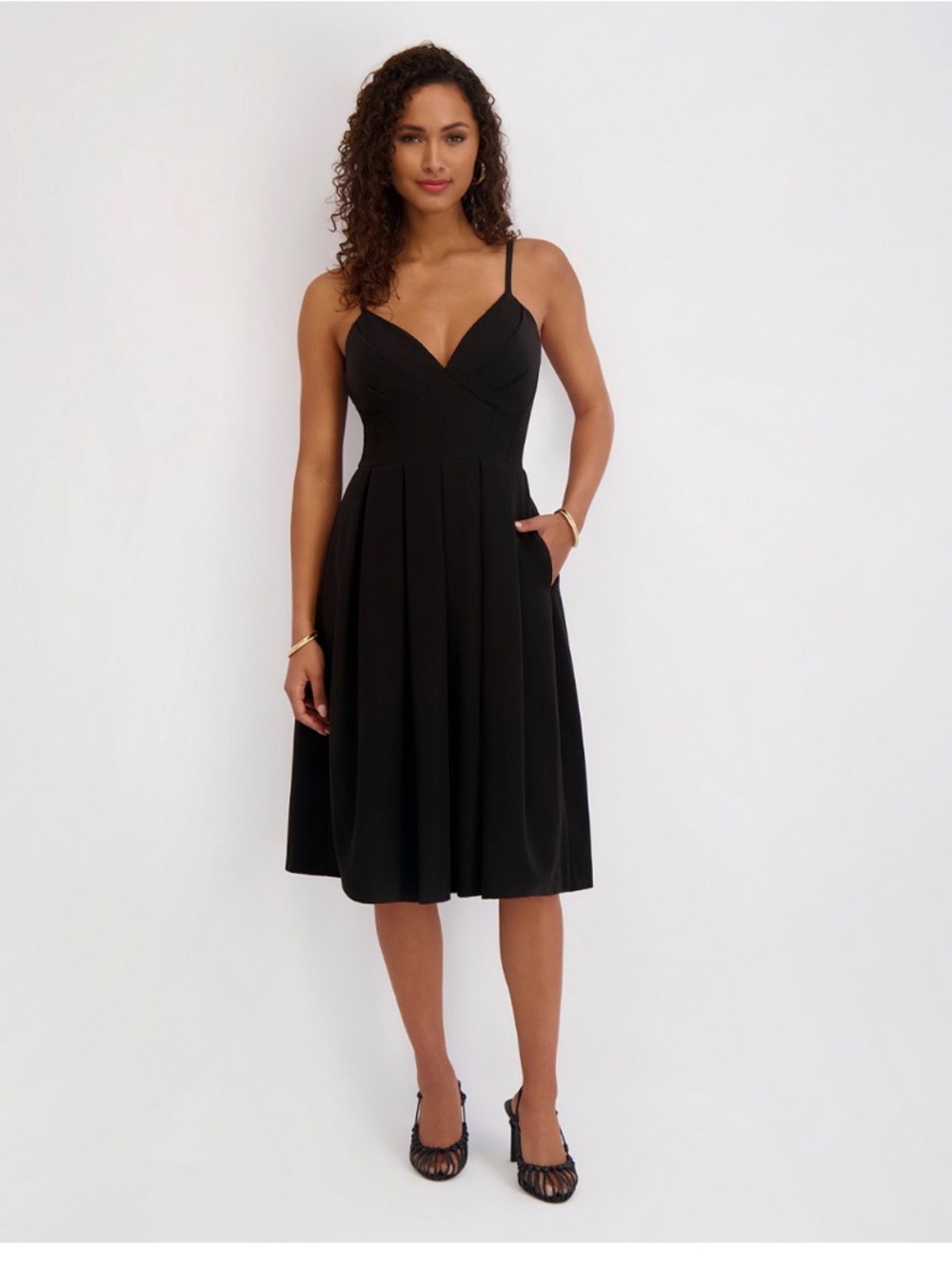 🔥 Closet Sale! Siena Studio Black Midi Dress with Spaghetti Straps